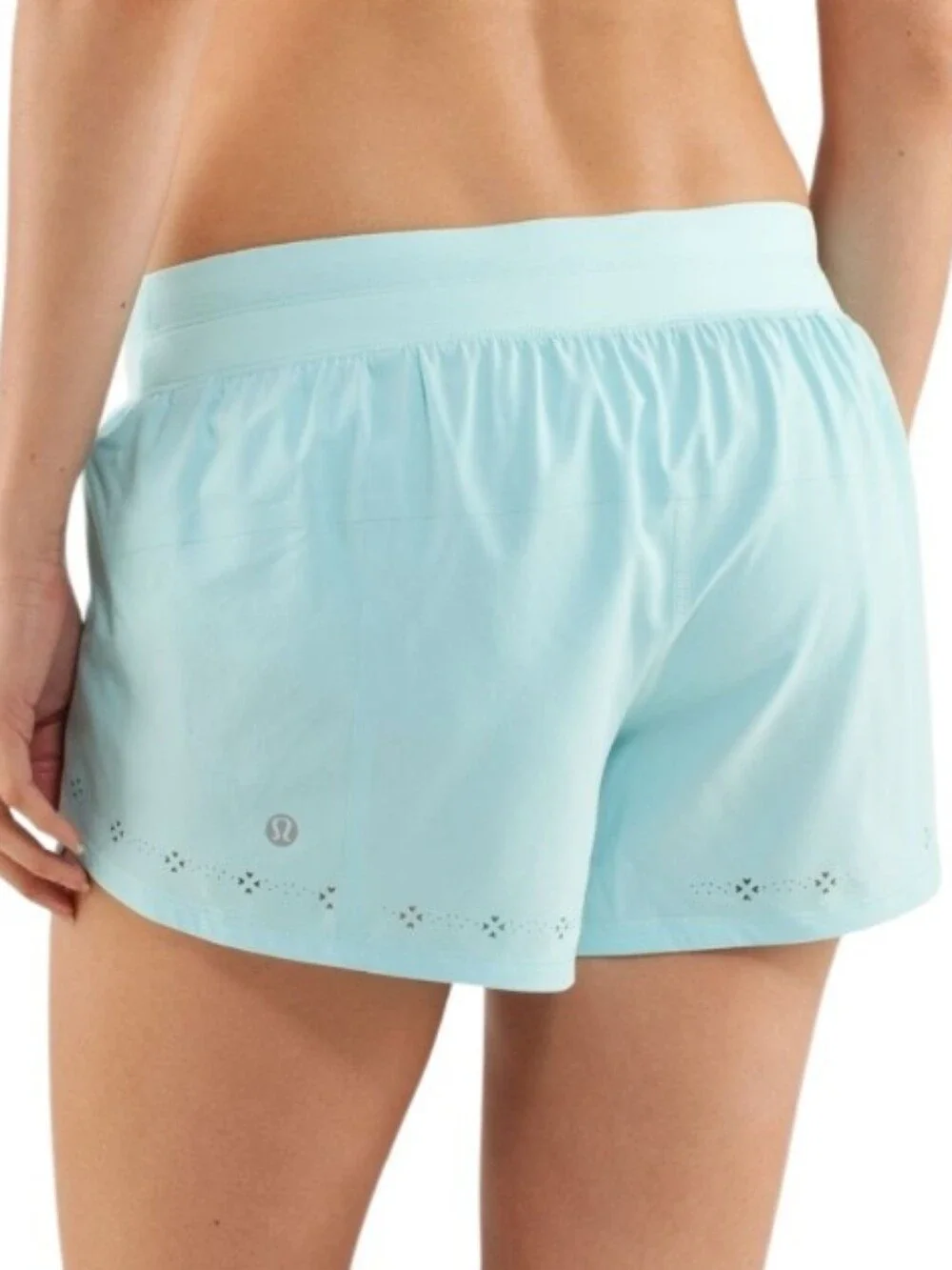 Rare Lululemon Run Breeze By Laser Cut Shorts In Aquamarine
